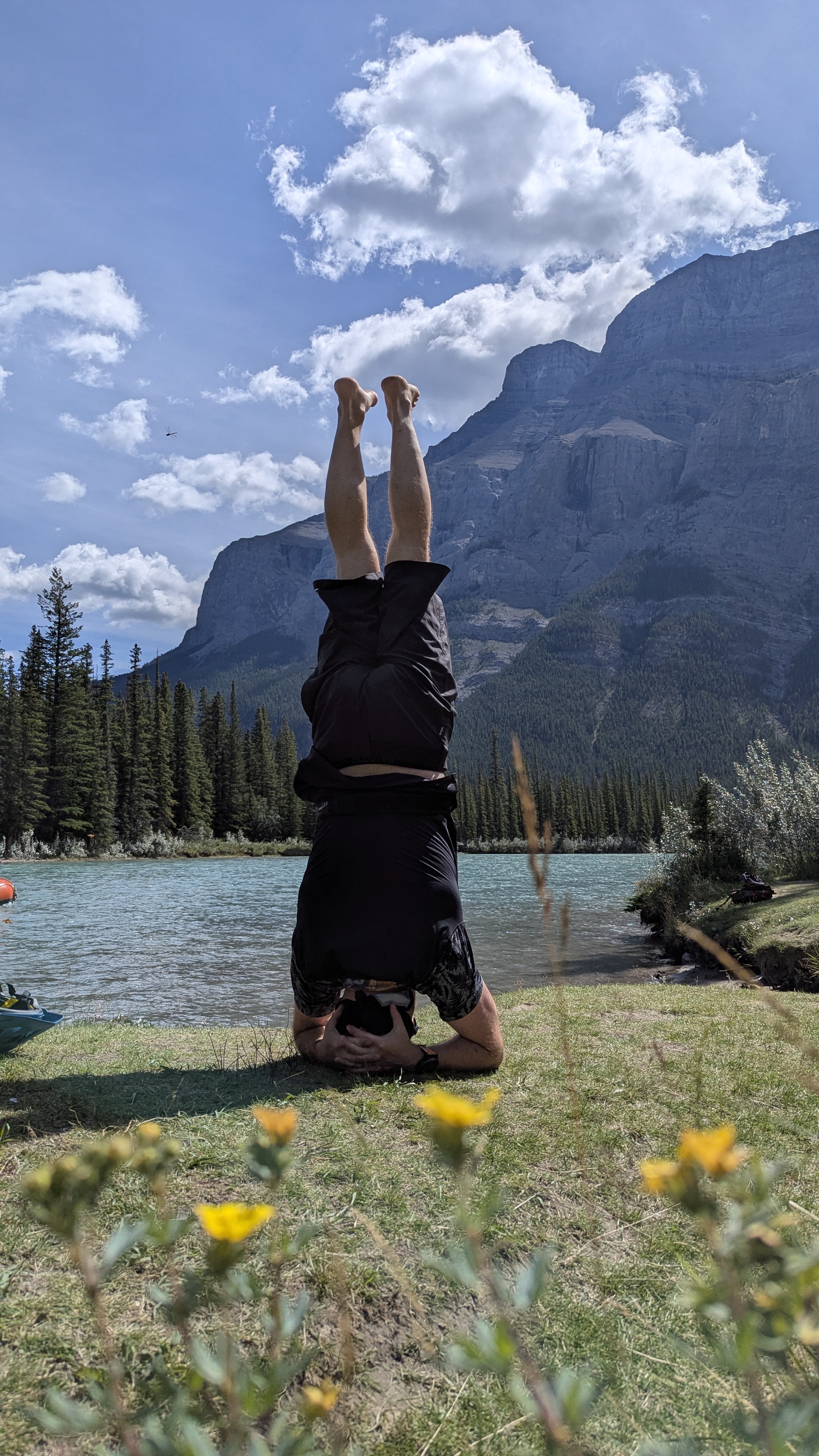 Yoga mat with mountain view